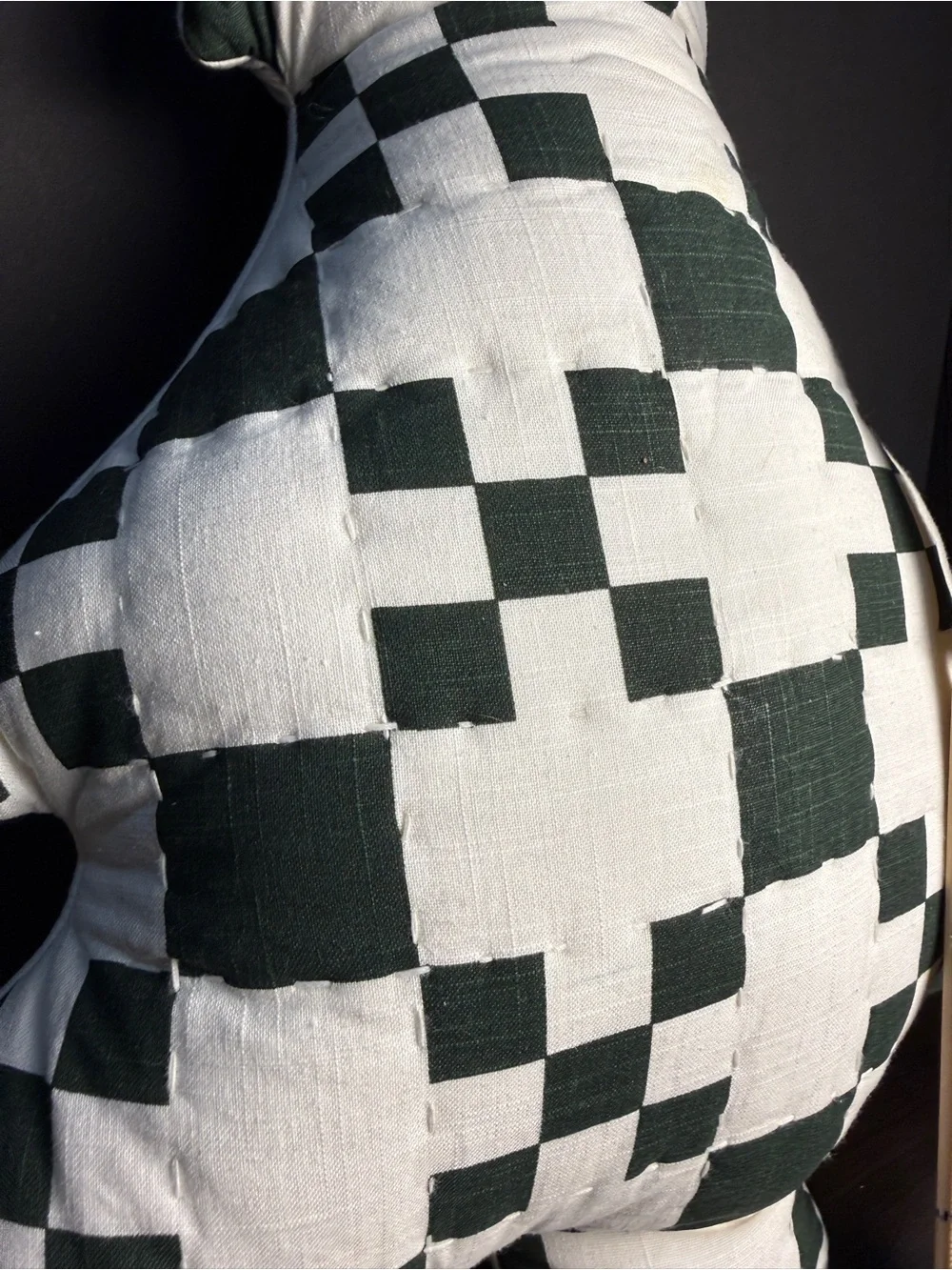 Green and White Check Holiday Tree Pillow